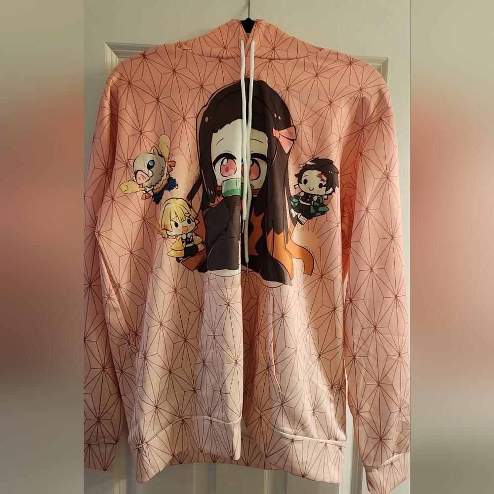 Anime Character Pink Hoodie Demon Slayer
